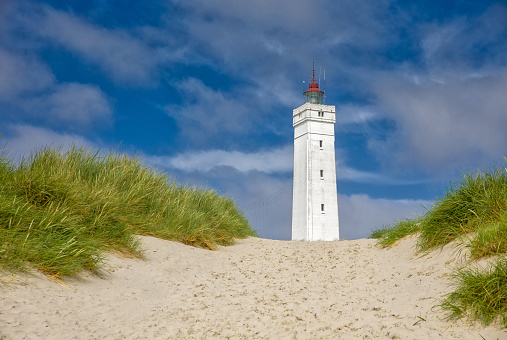 beacon at coast with dune
