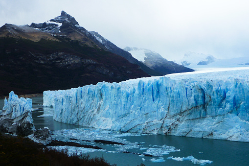 Glacier collapse at the tip of Perito Moreno in the Patagonia region of Argentina