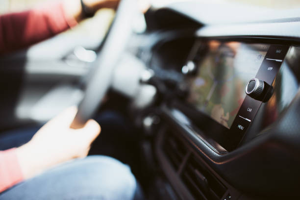 istock Drive with navigation in the car 1332999279