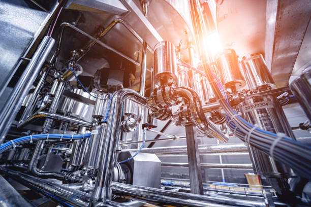 istock Craft beer brewing equipment in privat brewery 1333003823