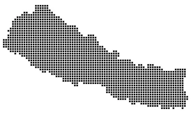 Vector illustration of Nepal map square dotted style
