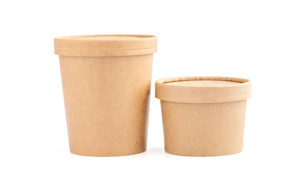 blank packaging kraft paper cup for ecology product design mock-up isolated on white background blank packaging kraft paper cup for ecology product design mock-up isolated on white background with clipping path ice-cream-pack stock pictures, royalty-free photos & images