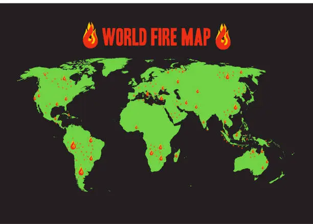 Vector illustration of World Fire Map Background