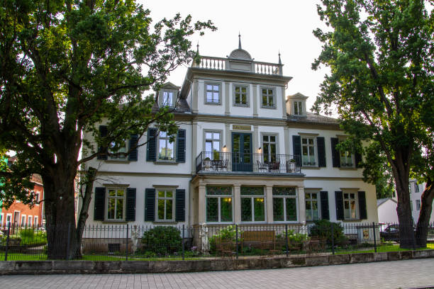Coburg, Germany, July 19, 2021. Villa Victoria a Biedermeier house that was built in 1835 and is listed as a monument on the Bavarian Monuments List.