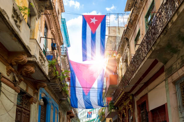 Scenic colorful Old Havana streets in historic city center of Havana Vieja near Paseo El Prado and Capitolio Scenic colorful Old Havana streets in historic city center of Havana Vieja near Paseo El Prado and Capitolio. old havana stock pictures, royalty-free photos & images