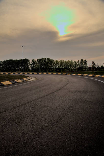 istock Empty roundabout in the countryside at sunset in summer 1333023639