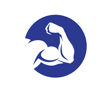 creative bodybuilding bicep logo vector symbol design