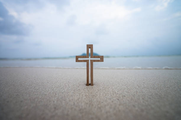 istock The sky on the beach and the cross 1333026018
