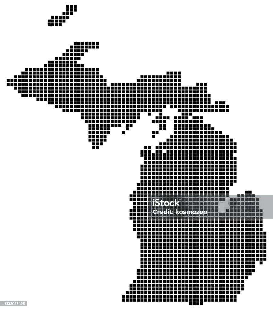 Michigan State Square Pattern Michigan State Map Square Dotted Style Stock Illustration - Download ...