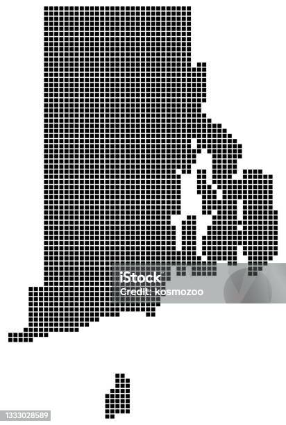Ri Square Icon Rhode Island State Map Square Dotted Style Stock Illustration ...