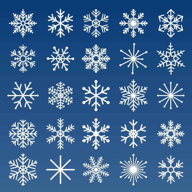 Snowflakes vector set. Snowflake icons collection. Snowflakes vector set. Snowflake icons collection. ice clipart stock illustrations