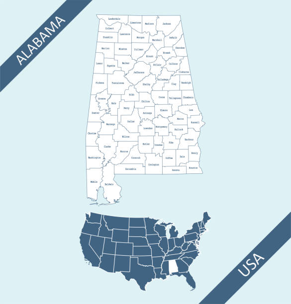 Counties map of Alabama download Downloadable and printable counties map of Alabama with its spatial location on USA map. The map is accurately prepared by a map expert with highly detailed borders which are ready to editing and recoloring. morgan county stock illustrations