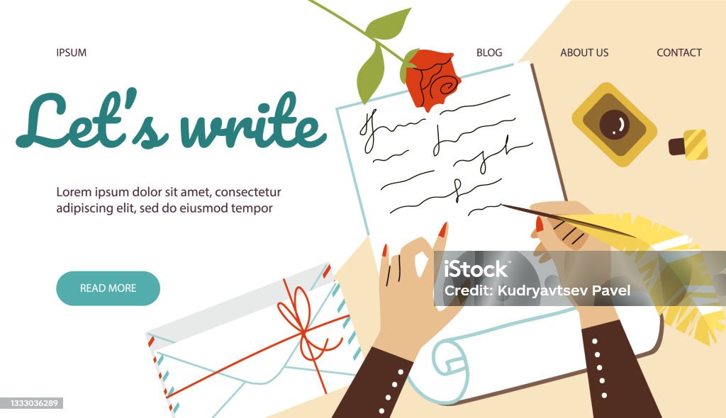 Hand Lettering Website Layout Website Banner Template With Hands Writing Letter Flat Vector ...