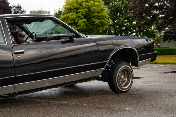 istock Side on view of vintage black car 1333039803