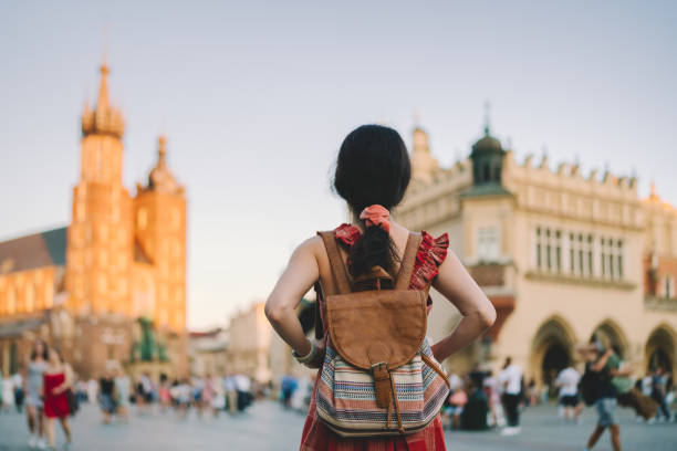 Solo traveller exploring Europe stock photo