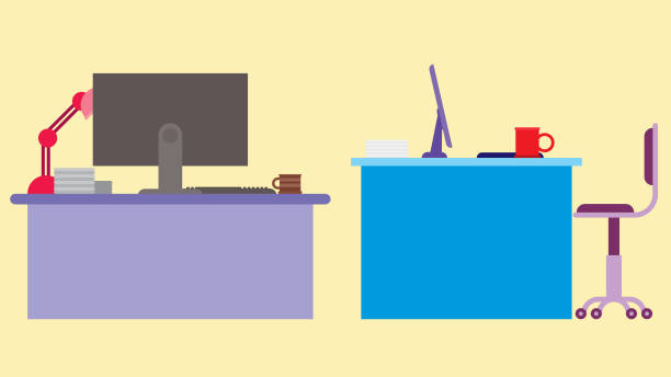векторная иллюстрация рабочей таблицы для дома или офиса. - office chair chair two objects office stock illustrations