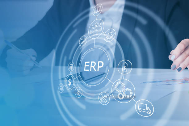 istock Erp system business concept, software for management and marketing operations, strategy of planning resources and development 1333043588
