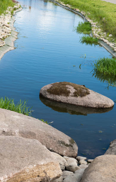 istock water channel in the park in spring 1333045631