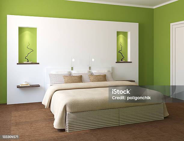 Modern Bedroom Interior Stock Photo - Download Image Now - Apartment, Bed - Furniture, Bedroom