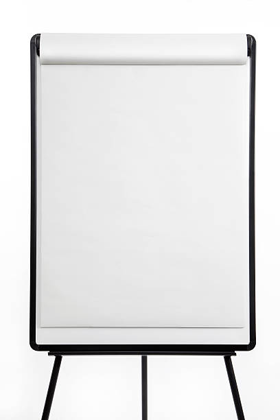 Blank flipchart board isolated on white background Paper flipchart on easel. flipchart stock pictures, royalty-free photos & images