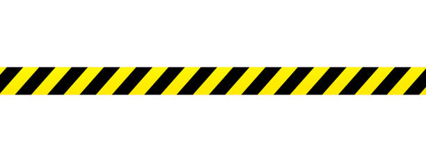 istock Yellow ribbon isolated on background. Crime scene area tape. Grunge backdrop 1333047997