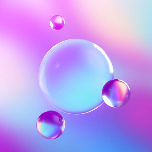 istock 3d render, abstract pastel background with colorful glass balls or iridescent bubbles, microscopic macro 1333050824
