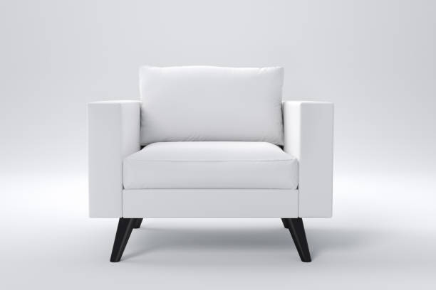 istock Monochrome armchair with pillows on studio white background. 1333053306