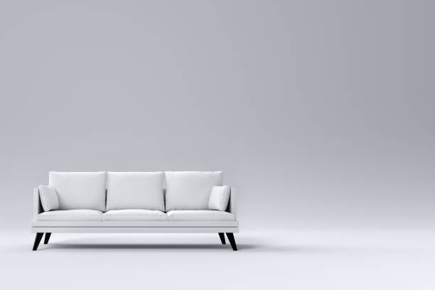 istock Monochrome couch with pillows on studio white background. 1333053318