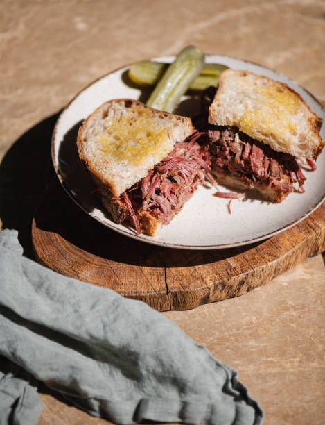 istock Homemade Pulled beef Reuben sandwich with sourdough bread 1333053363