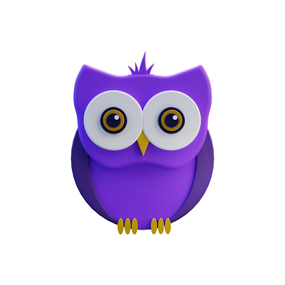 3D owl illustration isolated on white background