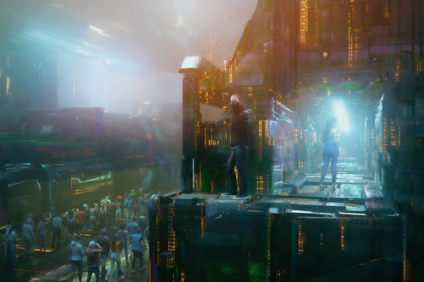 istock Dystopian futuristic city 1333061139