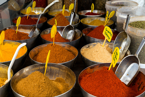 Turkey, Istanbul - September 22, 2023: People at the spice market in the old city