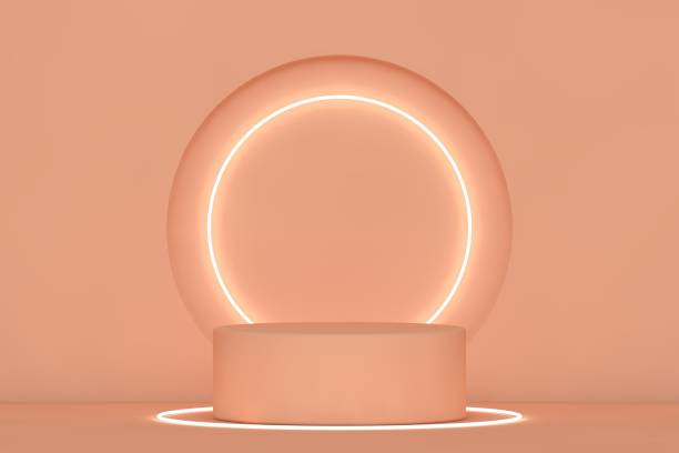 istock Podium and minimal abstract background, 3d rendering geometric shape, Stage for awards on website in modern. Empty product stand. 1333065588