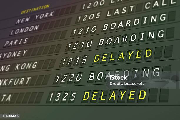 Flights Delayed Stock Photo - Download Image Now - Arrival Departure Board, Close-up, Color Image