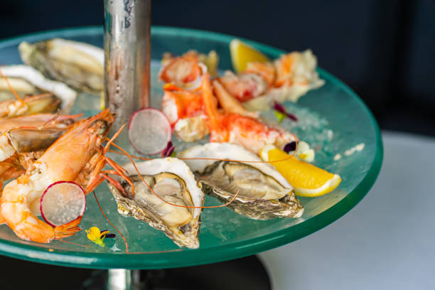istock Fresh seafood platter with caviar close up 1333065663