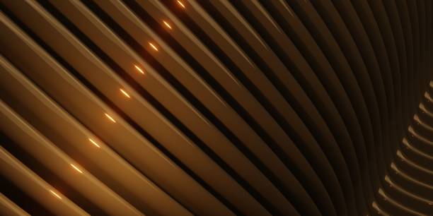 istock Parallel curves waves plastic tube surface golden curve distorted 3d abstract illustration 1333069089