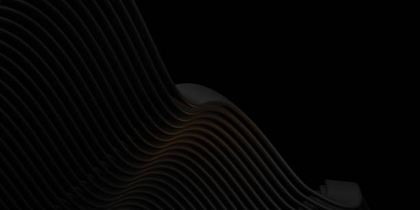 Parallel lines wave planes plastic tube surfaces distorted black curve 3d abstract illustration
