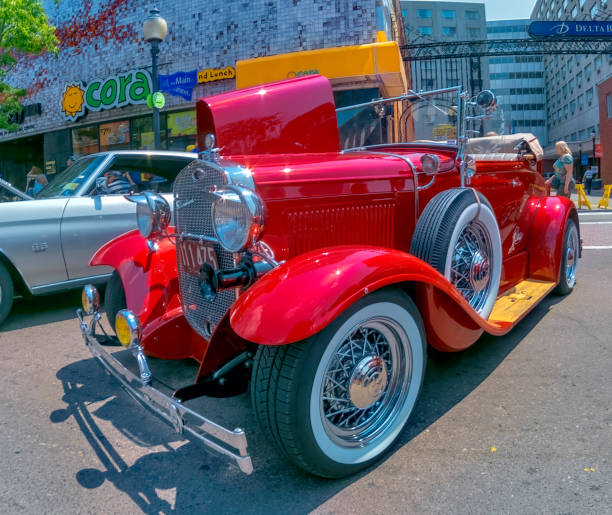 close-up of an old gray car