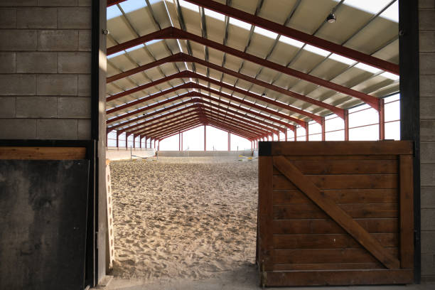 istock Entry to an empty horse riding hall. 1333071726