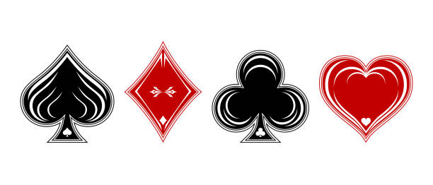 talii pokera i kasyna karty do gry na białym tle. - silhouette poker computer icon symbol stock illustrations