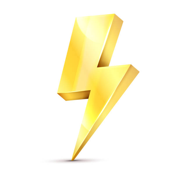Golden Electric 3D Icon isolated on white background. Vector illustration. Golden Electric 3D Icon isolated on white background. Vector illustration. Eps 10. thunder bolt 3d stock illustrations