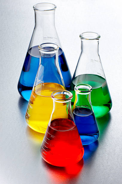 istock Different colored chemicals in glass 133308212