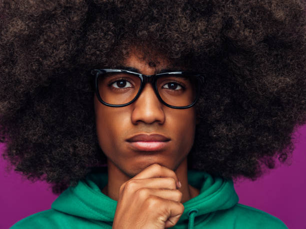 Portrait of funny afro guy