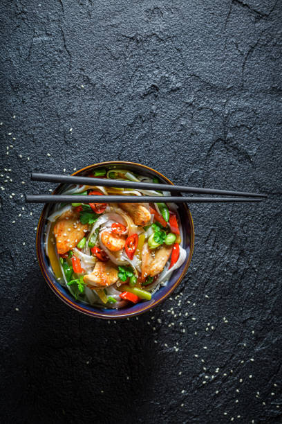 istock Hot noodle vegetables and chicken. Classic seafood noodle. 1333092943