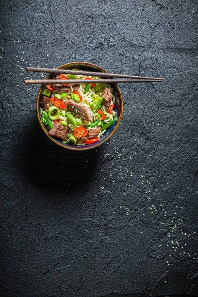 istock Hot asian noodle with beef chilli peppers. Asian cuisine. 1333093019