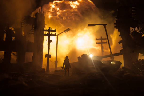istock Nuclear war concept. Explosion of nuclear bomb. Creative artwork decoration in dark. 1333099404