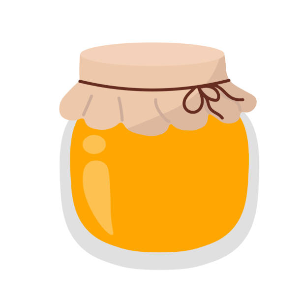 illustrations, cliparts, dessins animés et icônes de pot en verre avec du miel dans un style dessin animé isolé sur fond blanc. dessin à la main de la nourriture. - honey crisp