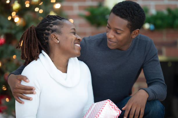 istock Mother and son on Christmas 1333101682