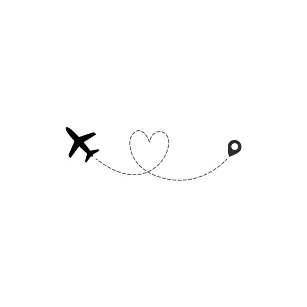 istock travel by planeplane flying,airplane flight path,travel dash, route finder by GPS, airplane routes,flight path of love,Valentine's Day.vector illustration 1333104600