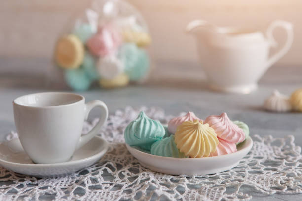 istock Meringue with a mug of milk, selective focus, close-up 1333115408